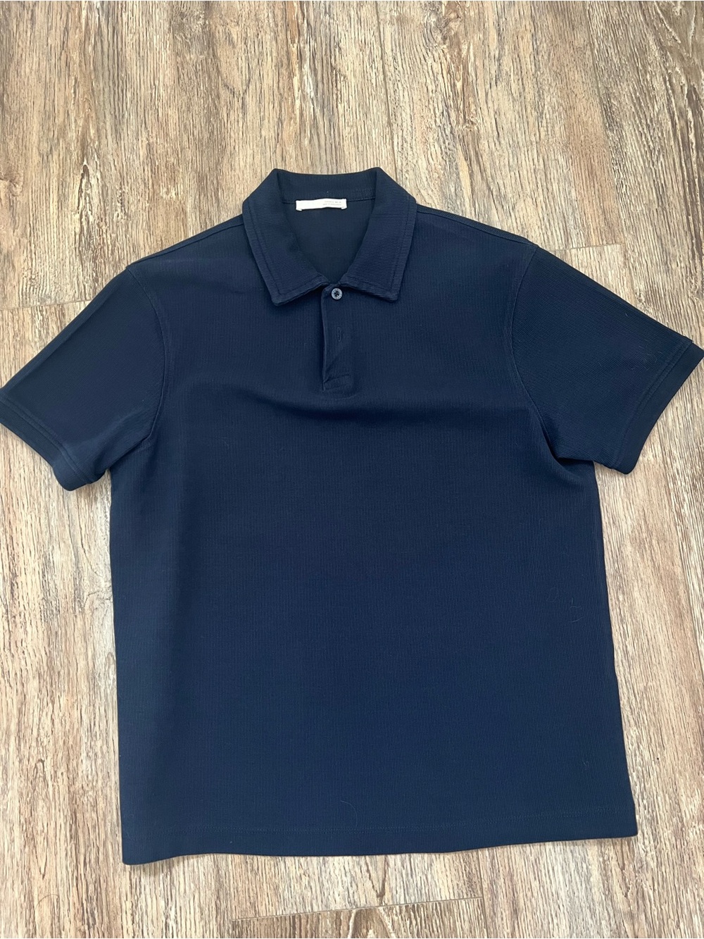 Zara Men's Navy Short-Sleeve Polo